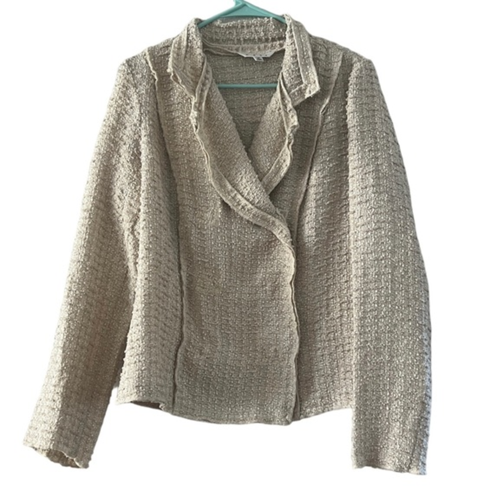 CAbi Textured Cream Tweed Blazer